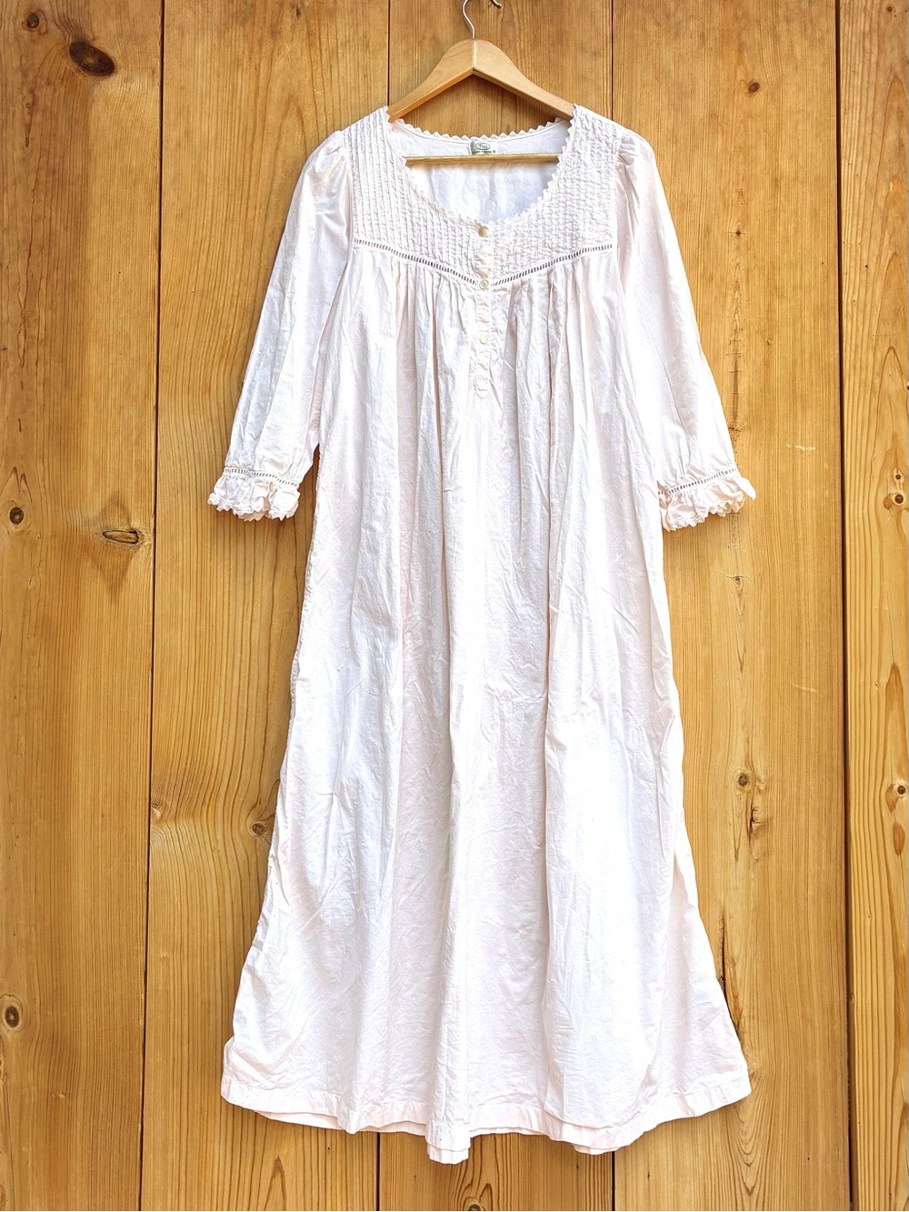 Thea Vintage Light Pink Long Cotton Nightgown Sz Medium